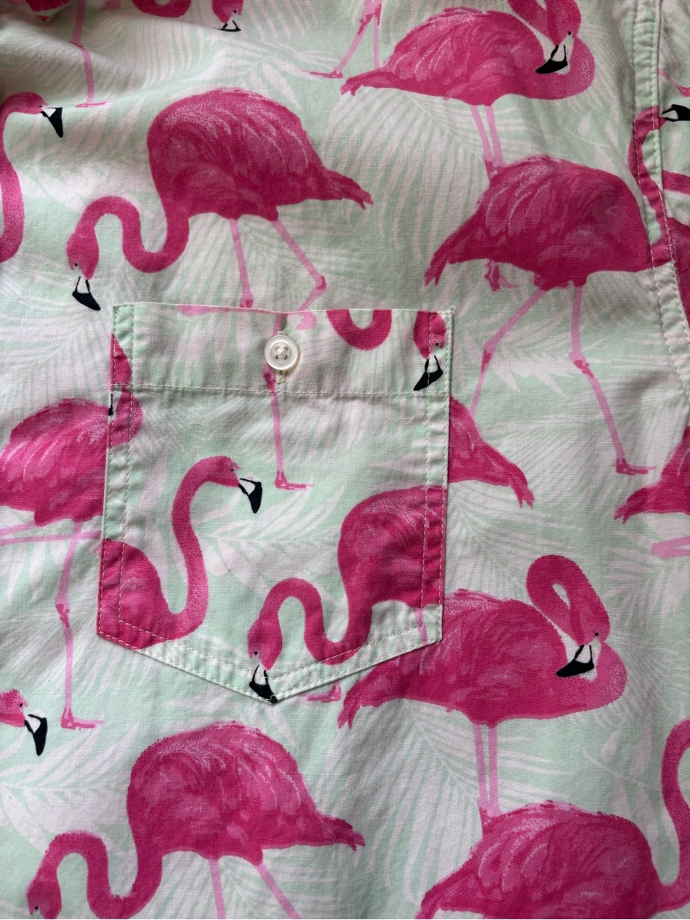 Artistry in Motion Flamingo Print Button Up Slim Fit Shirt Tropical Pink XL - Picture 5 of 10